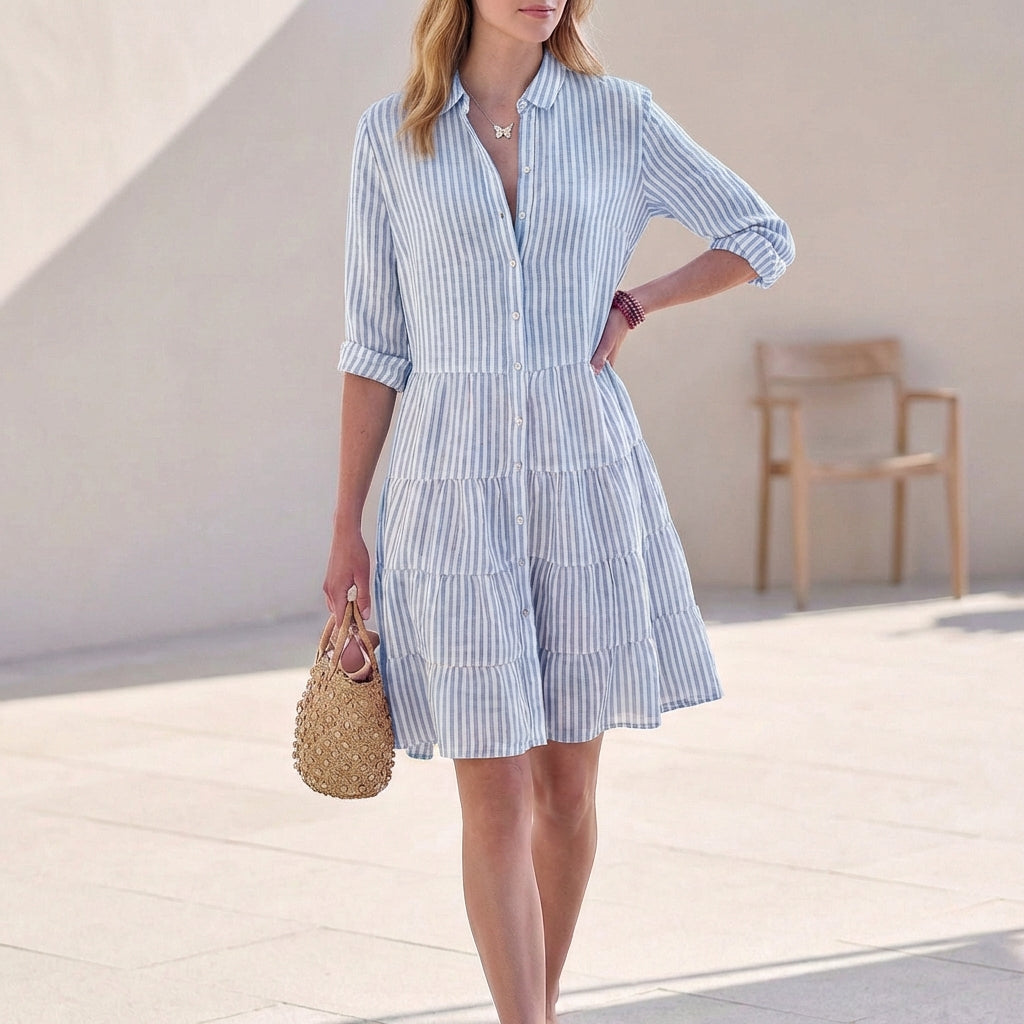 Santorini Tiered Shirtdress - Breezy & Chic