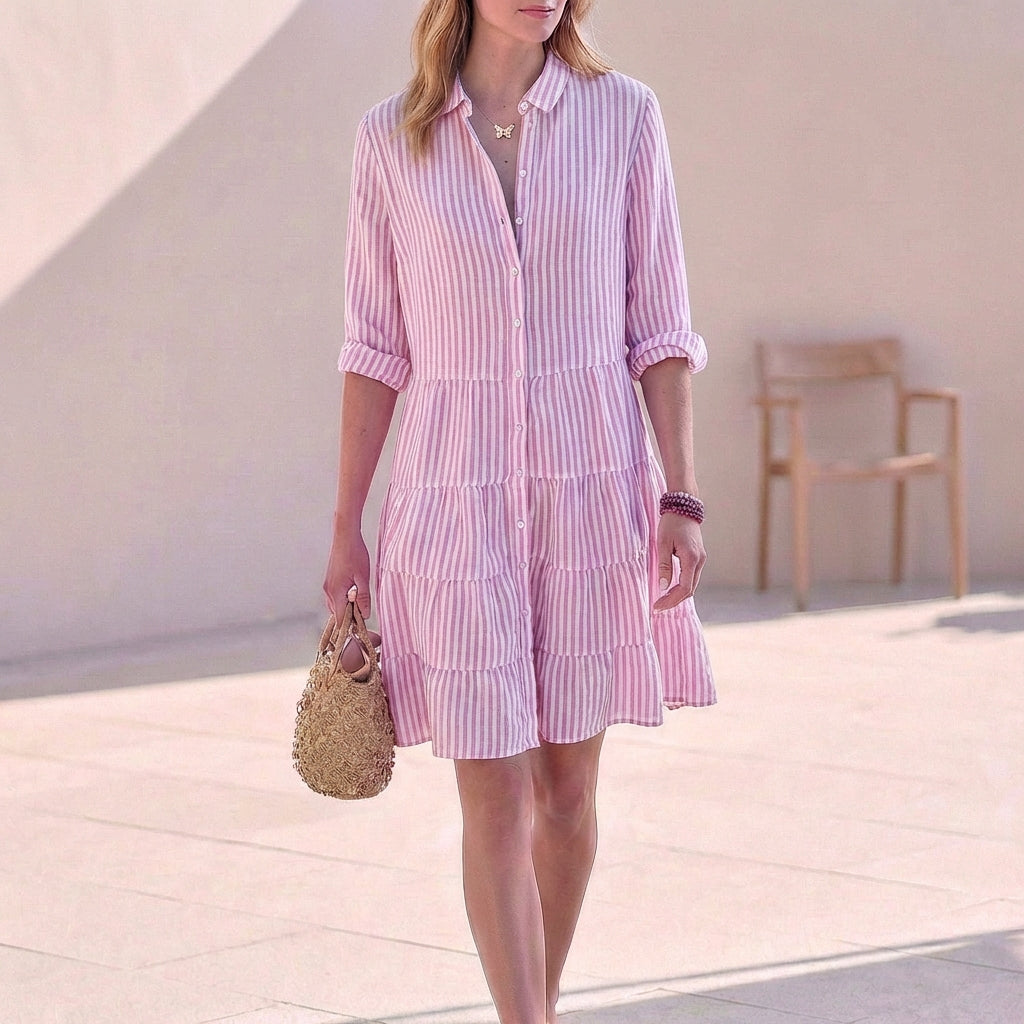 Santorini Tiered Shirtdress - Breezy & Chic
