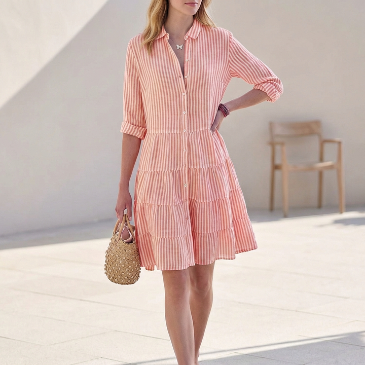 Santorini Tiered Shirtdress - Breezy & Chic