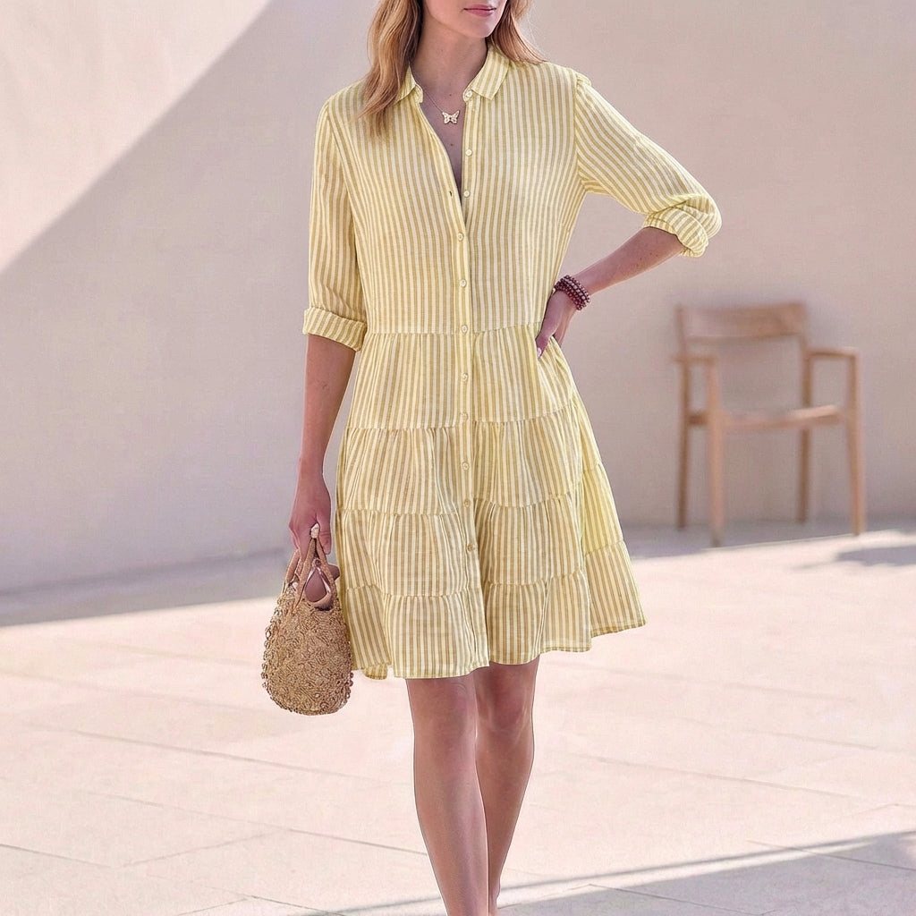Santorini Tiered Shirtdress - Breezy & Chic